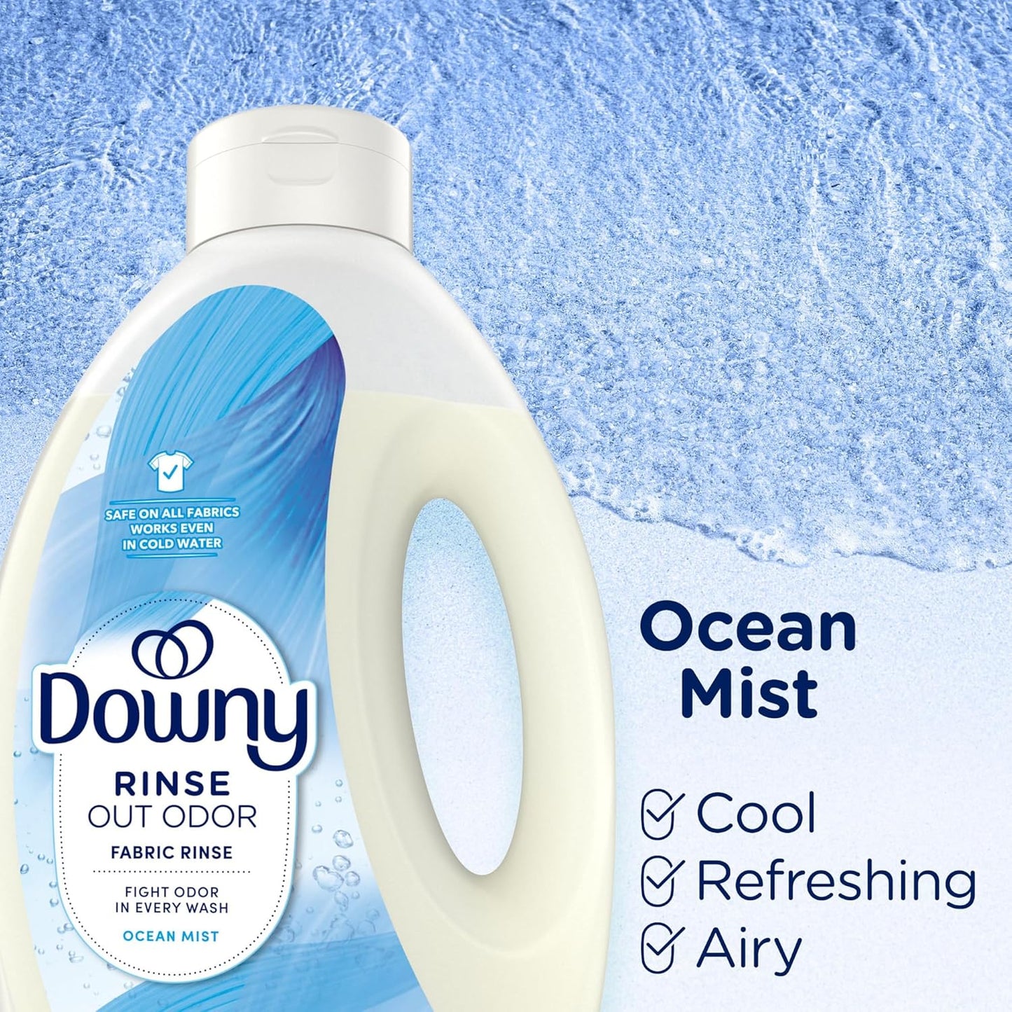 Downy Rinse Laundry Odor Remover Ocean Mist 62 oz – All-Purpose Laundry Upgrade for Family Households