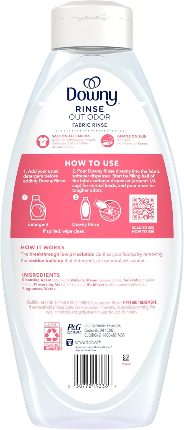 Downy Rinse Laundry Odor Remover, Spring Breeze – Post-Hike Laundry Refresh for Activewear and Trail Towels
