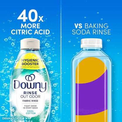 Downy Rinse Laundry Odor Remover – Travel Bottle for Camping and Cabin Linen Care, Cool Cotton Scent 48 fl oz
