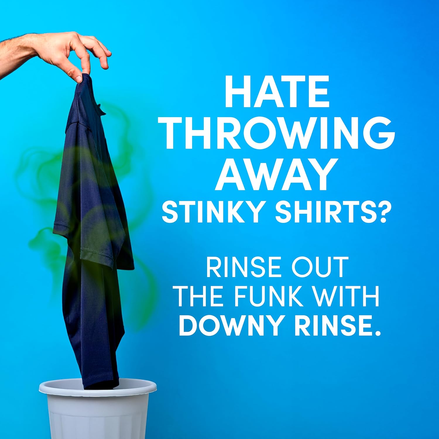 Downy Rinse Laundry Odor Remover – Travel Bottle for Camping and Cabin Linen Care, Cool Cotton Scent 48 fl oz