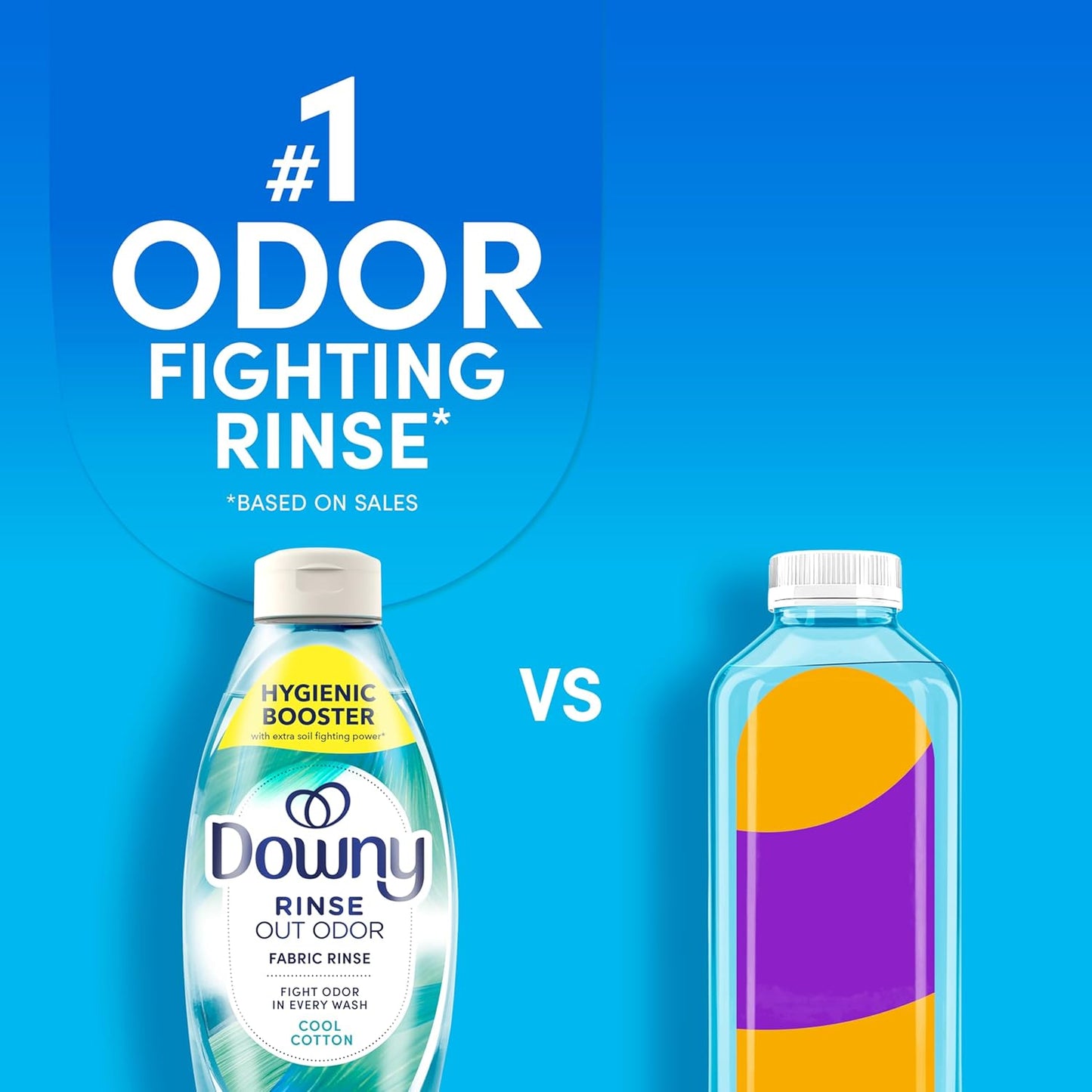 Downy Rinse Laundry Odor Remover – Travel Bottle for Camping and Cabin Linen Care, Cool Cotton Scent 48 fl oz