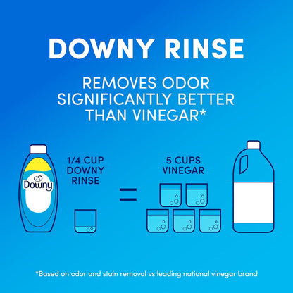 Downy Rinse Laundry Odor Remover – Travel Bottle for Camping and Cabin Linen Care, Cool Cotton Scent 48 fl oz