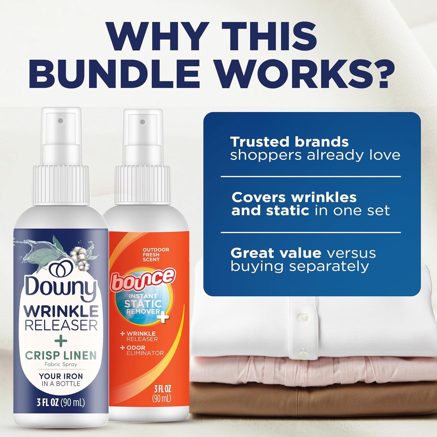 Downy Wrinkle Release Spray Bundle – Road Trip Adventure Pack, Freshen Clothes Anywhere You Park