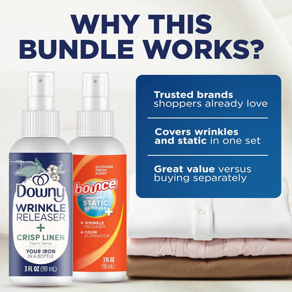 Downy Wrinkle Release Spray Bundle – Road Trip Adventure Pack, Freshen Clothes Anywhere You Park
