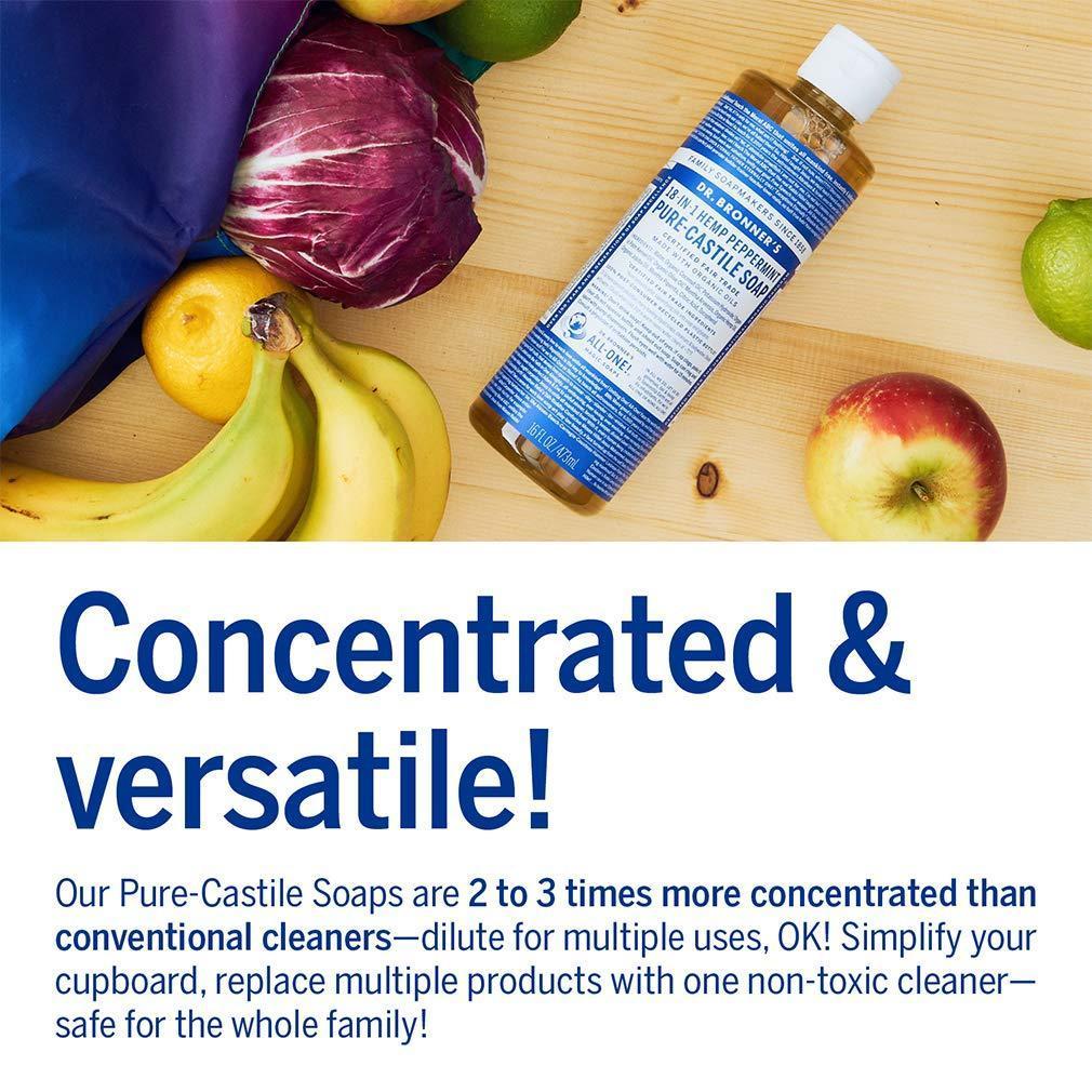 Dr. Bronner's Peppermint Pure-Castile Liquid Soap – Aromatherapy Body Wash for Post-Workout Recovery