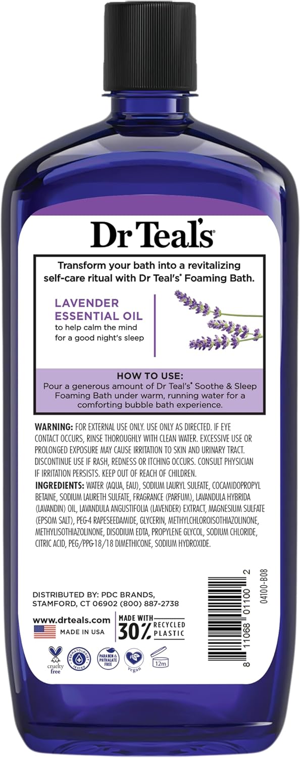 Dr Teal's Foaming Bath with Pure Epsom Salt – Premium Magnesium Sulfate Bubble Soak, Elevated Bathroom Spa Experience