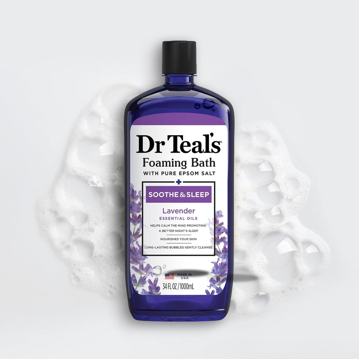 Dr Teal's Foaming Bath with Pure Epsom Salt – Premium Magnesium Sulfate Bubble Soak, Elevated Bathroom Spa Experience