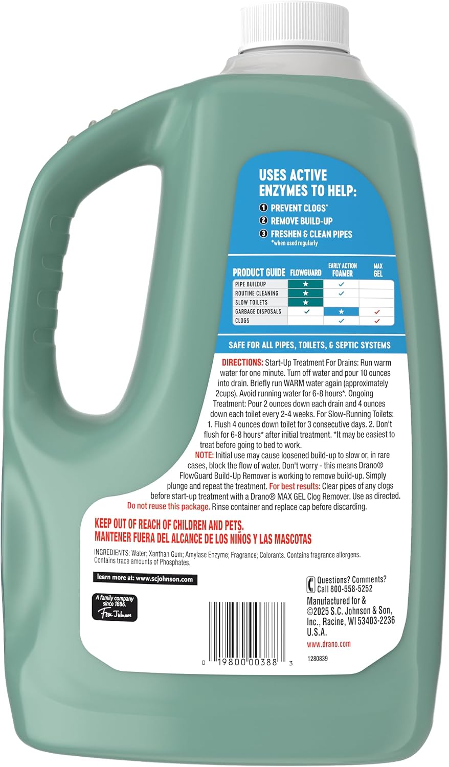 Drano FlowGuard Build-Up Remover for Wind-Down Nightly Home Care, 60 oz Citrus-Scented Preventative Drain Treatment
