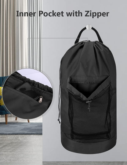 drawstring closure with cord lock to secure full loads