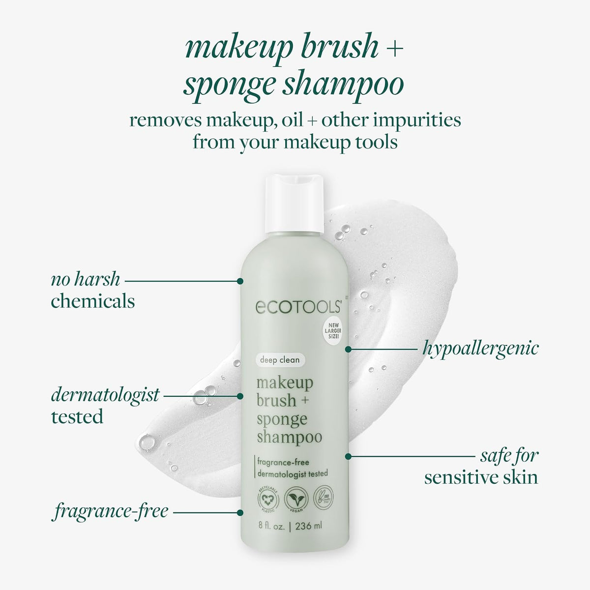 dual-action compatibility with synthetic and natural bristle brushes plus beauty blenders and sponges