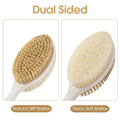 dual-bristle design: natural stiff bristles on one side, soft nylon bristles on the other