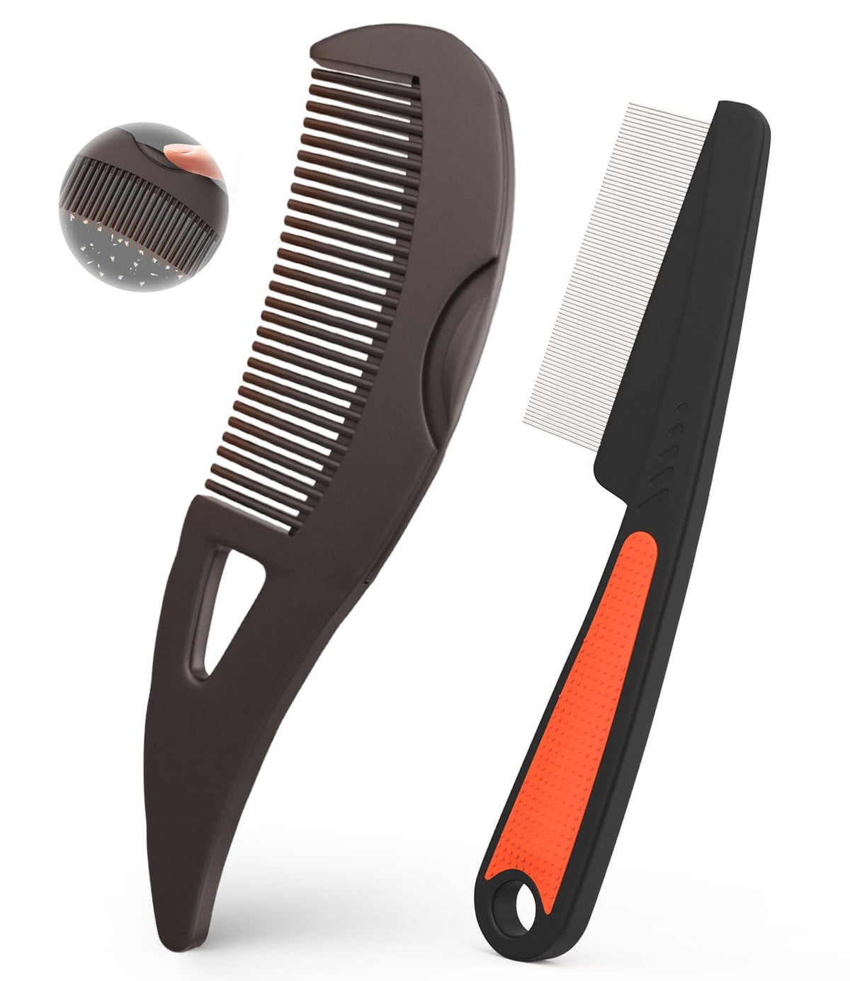 dual-comb set with 0.5mm ultra-fine and 2mm standard hollow micro-grooved teeth