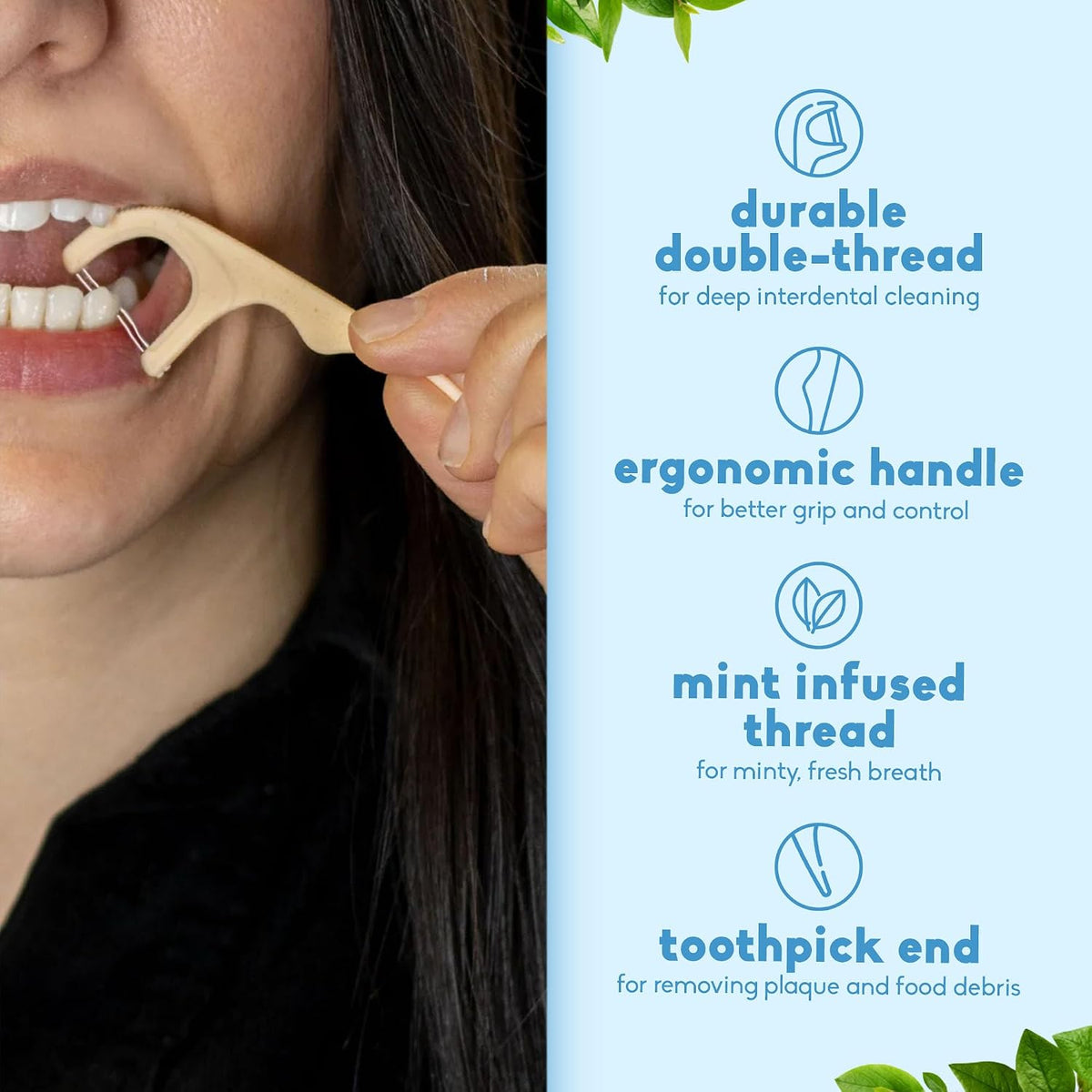 dual-ended design combining interdental floss and gumline pick
