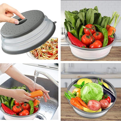 dual-function strainer basket bottom for rinsing fruits and vegetables