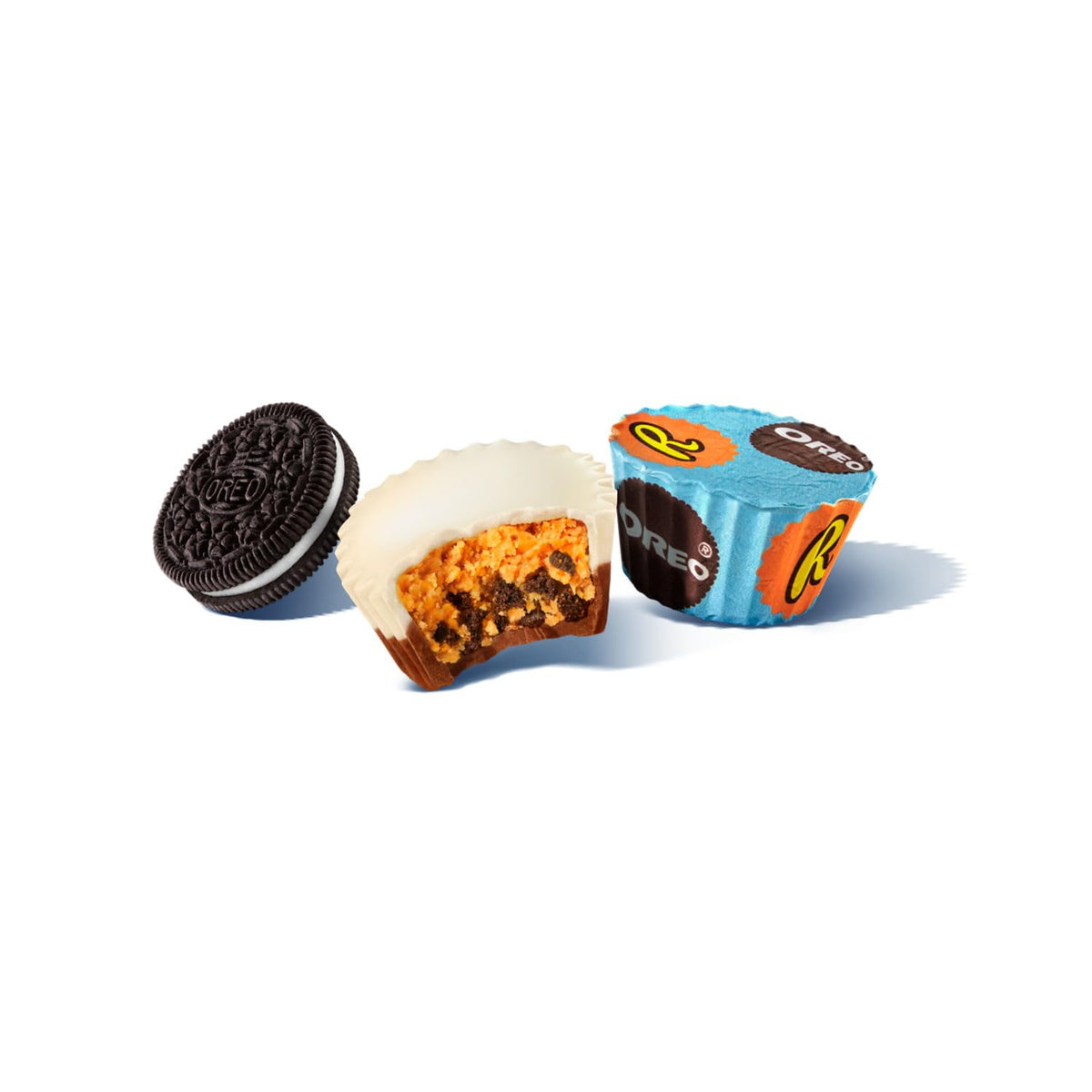 dual-layer shell combining white creme and milk chocolate