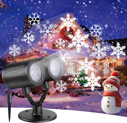dual projection heads with 4 dynamic brighter snowflake patterns