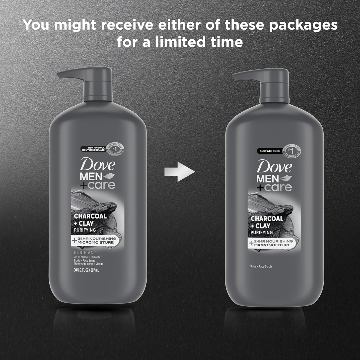 dual-purpose face and body wash in a single 30 oz bottle