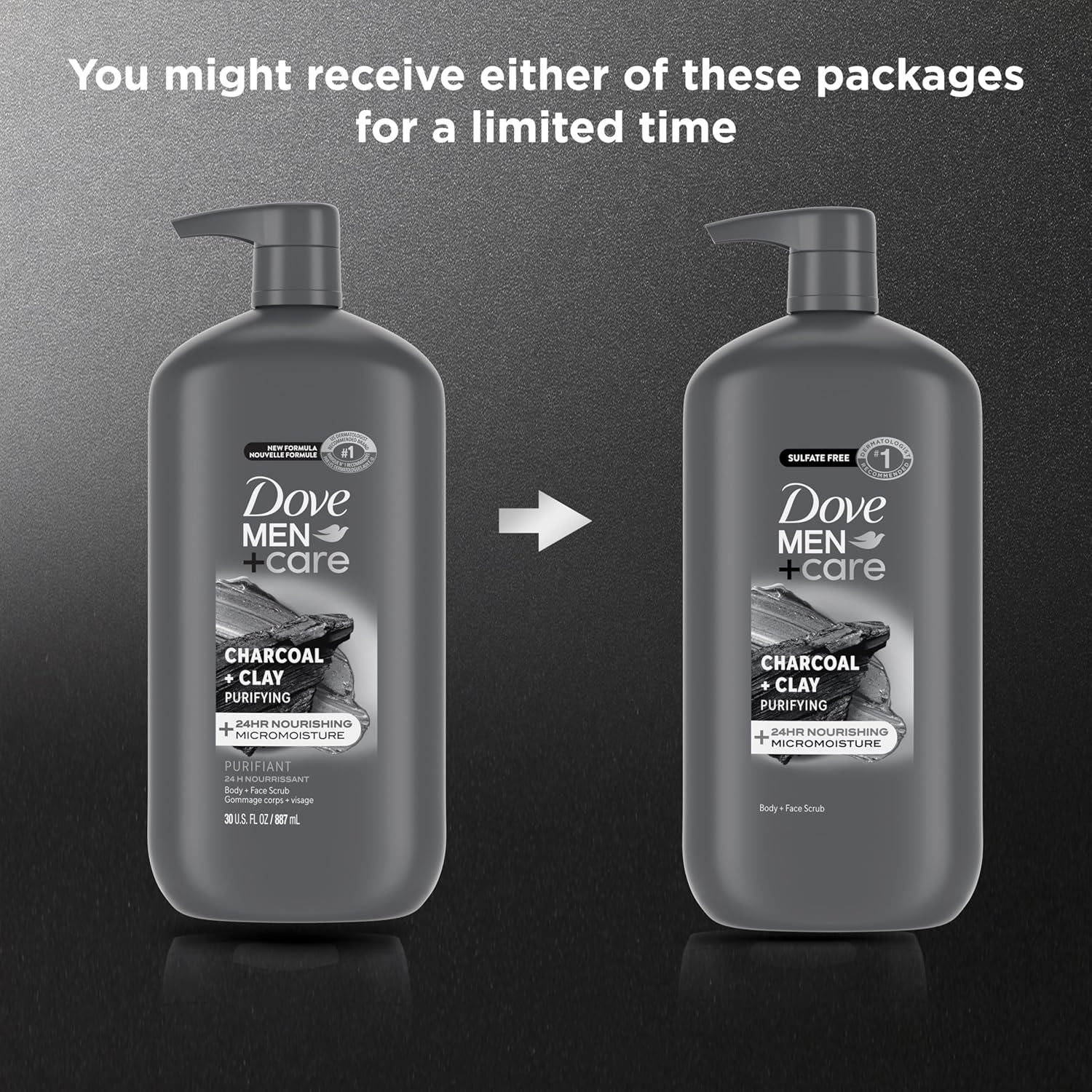 dual-purpose face and body wash in a single 30 oz bottle