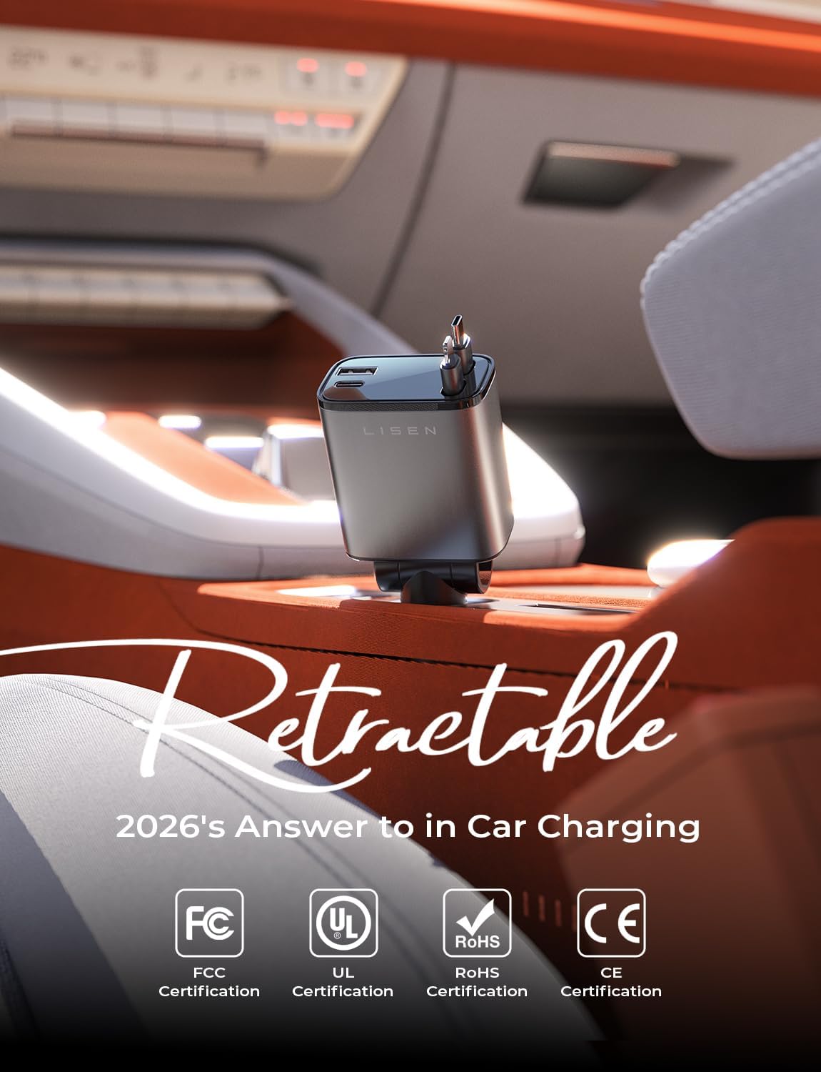 dual retractable cables (usb-c and lightning) extending up to 31.5 inches, with a 50-inch option in select variants