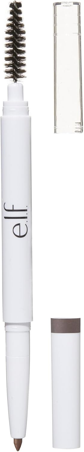 dual-sided design combining a fine-tip brow pencil and a spoolie brush in one tube