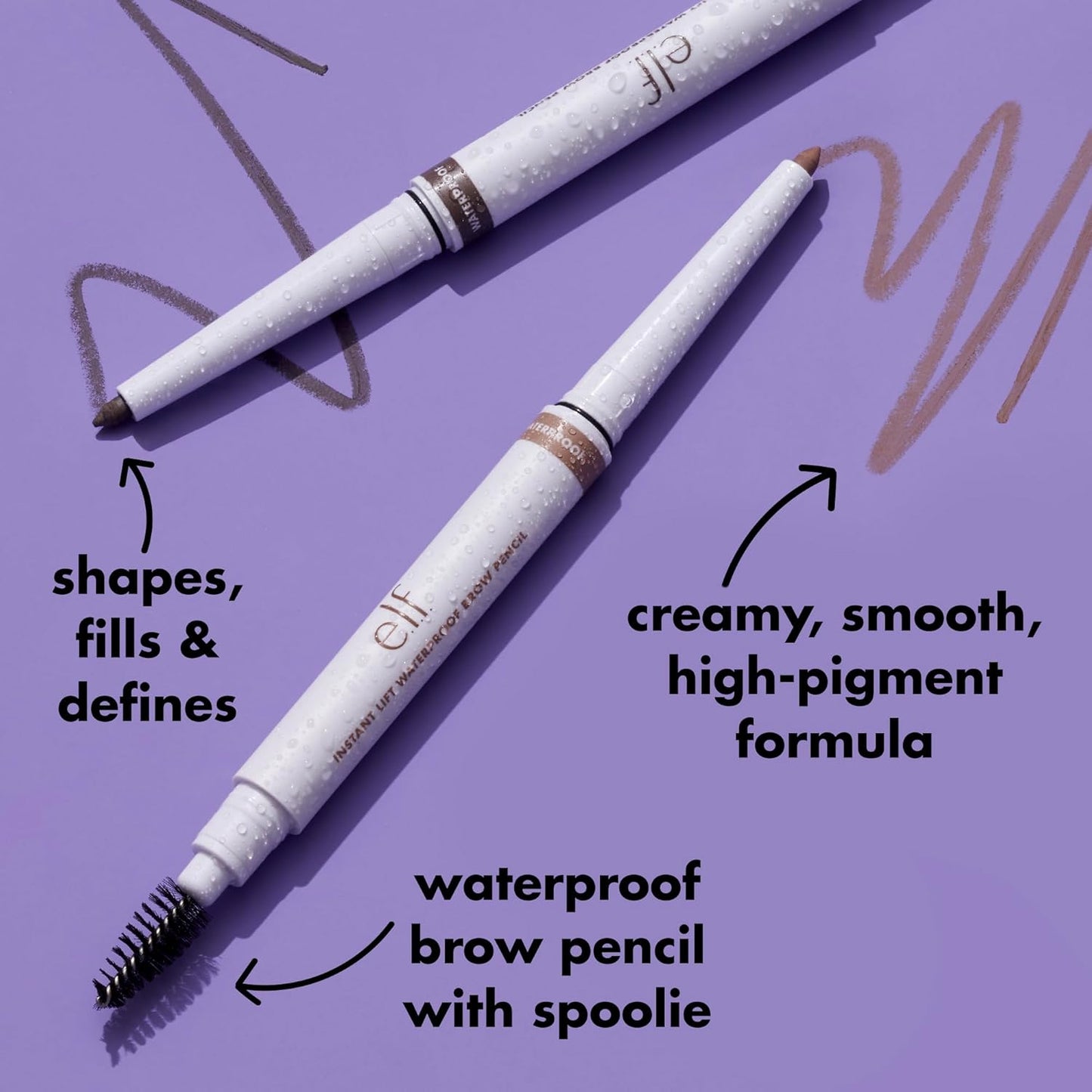 dual-sided design with fine precision tip and spoolie brush