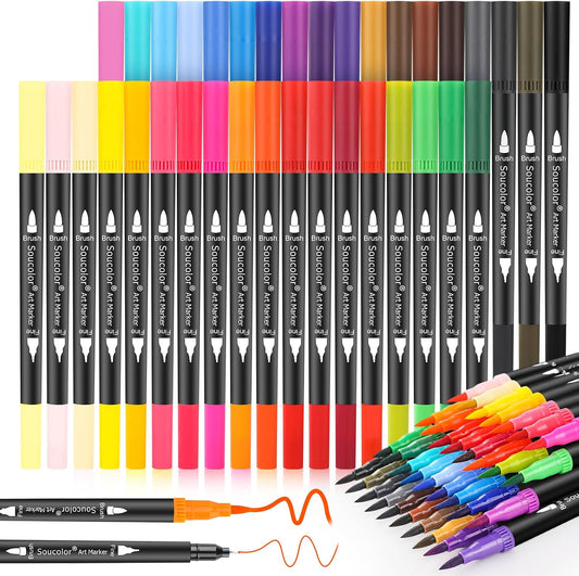 dual tip design with flexible brush tip and 0.4mm fine point