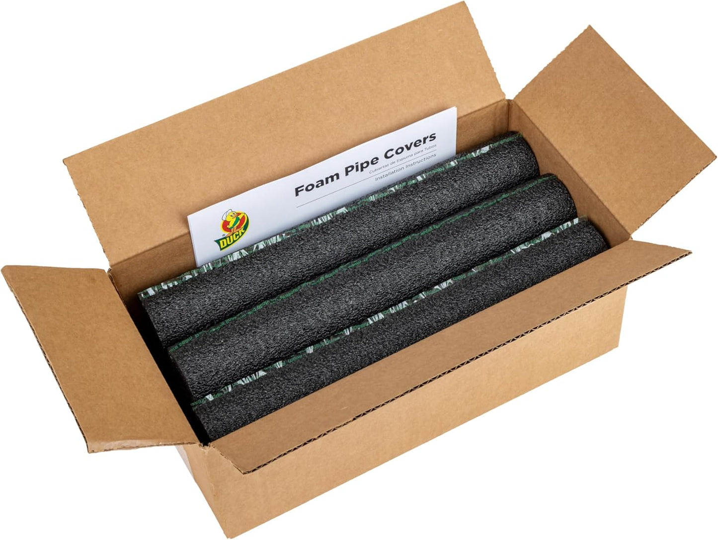 Duck Brand Pipe Insulation Foam – Worry-Free Freeze Protection for Utility Rooms and Garages, Adhesive Edge Foam Tubes Safe for Sleeping Areas and Families
