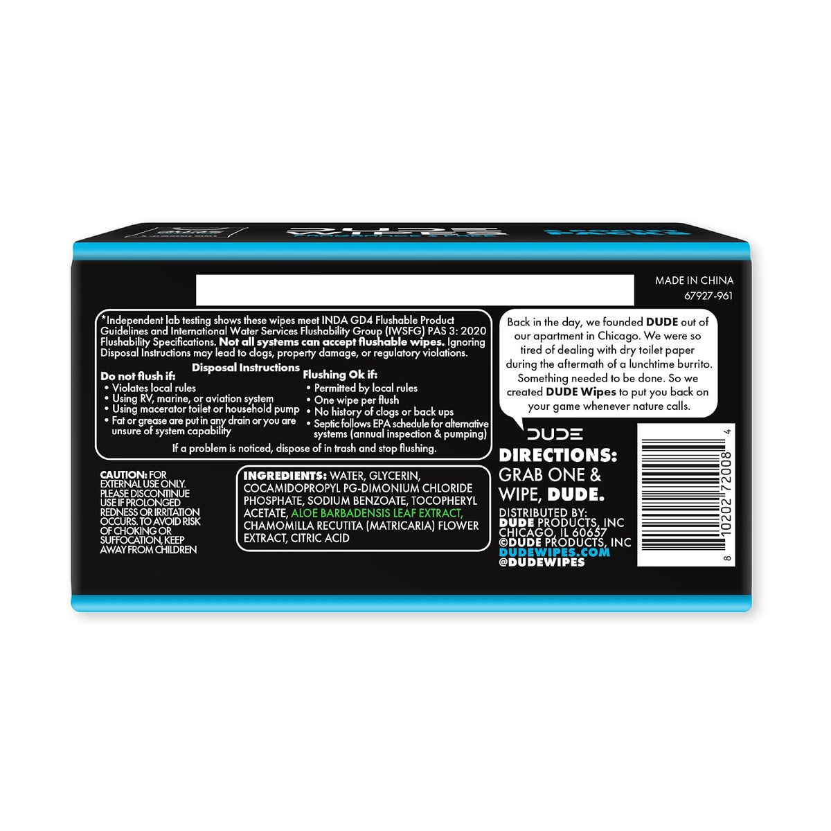 DUDE Wipes Plastic-Free Flushable Wipes – Clean Design Pocket Packs for Intentional Travel Kits, 48 Count