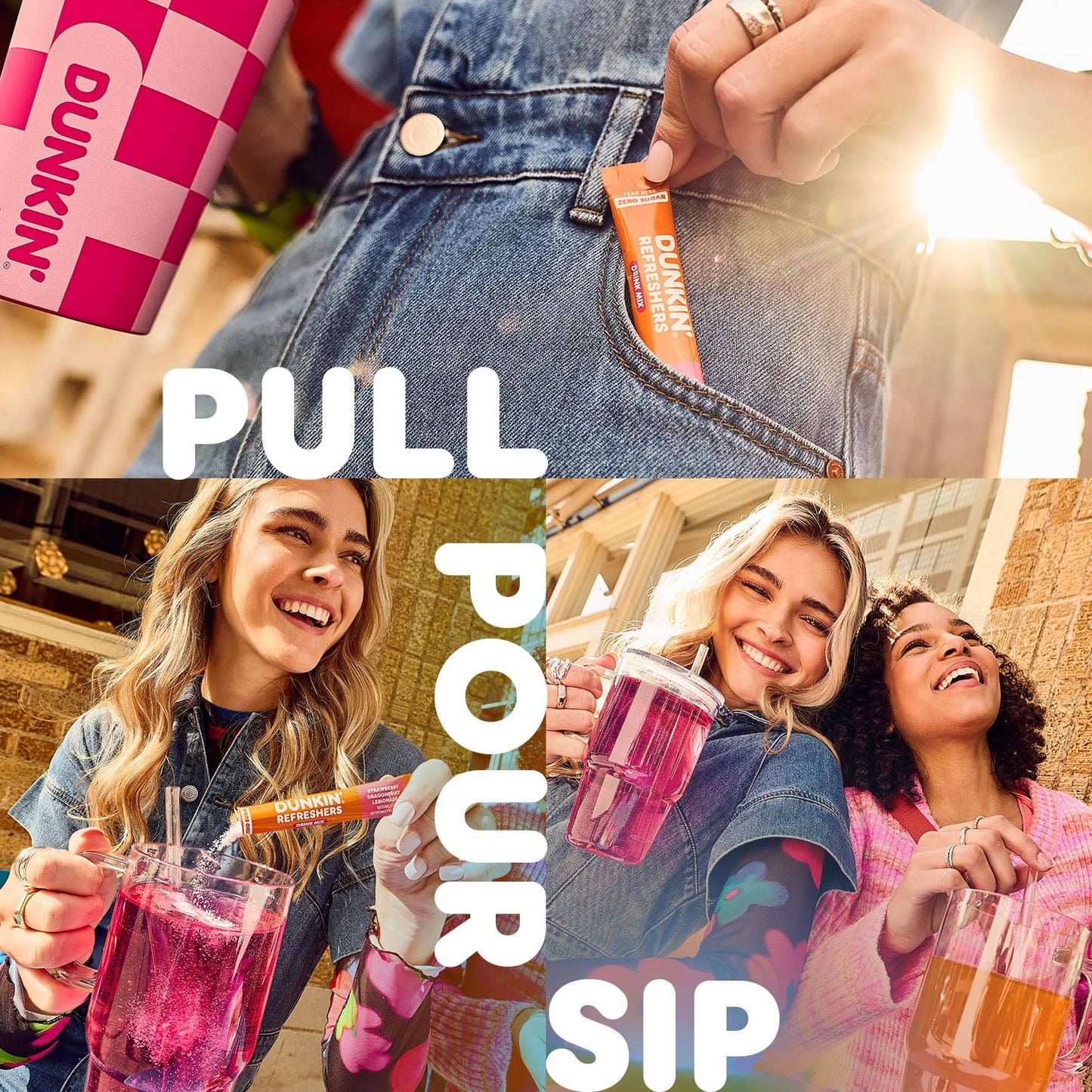 Dunkin' Refreshers Singles To Go! Powdered Drink Mix Packets, 40 Ct Variety Pack, Zero Sugar Daily Hydration for Health Goals