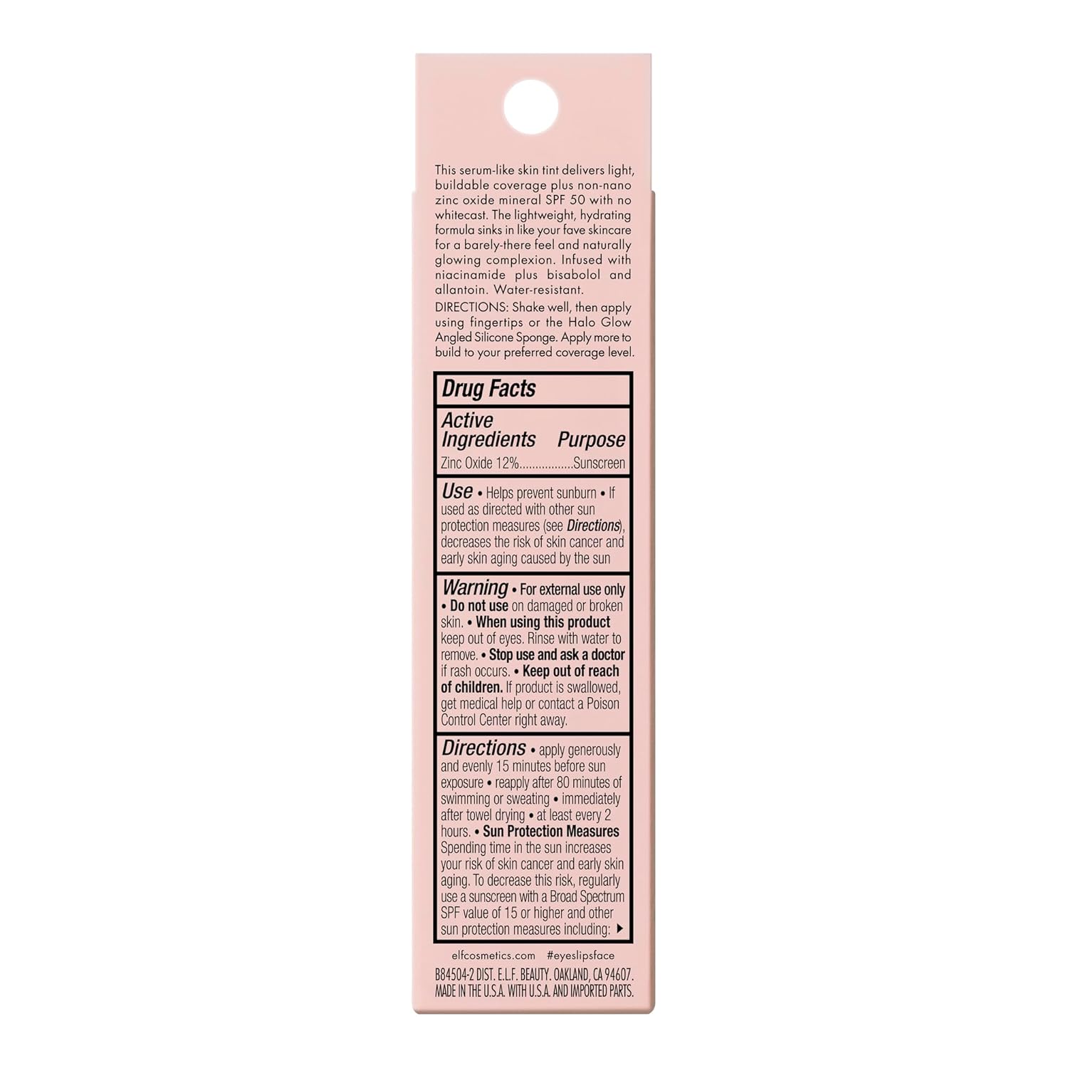 e.l.f. Halo Glow Skin Tint SPF 50 — Water-Resistant Beach Companion for Sun-Filled Days