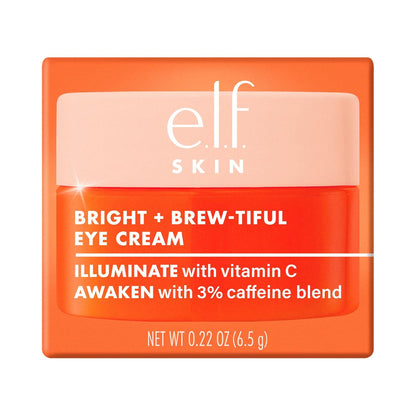 e.l.f. SKIN Bright + Brew-tiful Eye Cream Mini – Clean Three-Ingredient Eye Cream for a Simple Vanity Edit