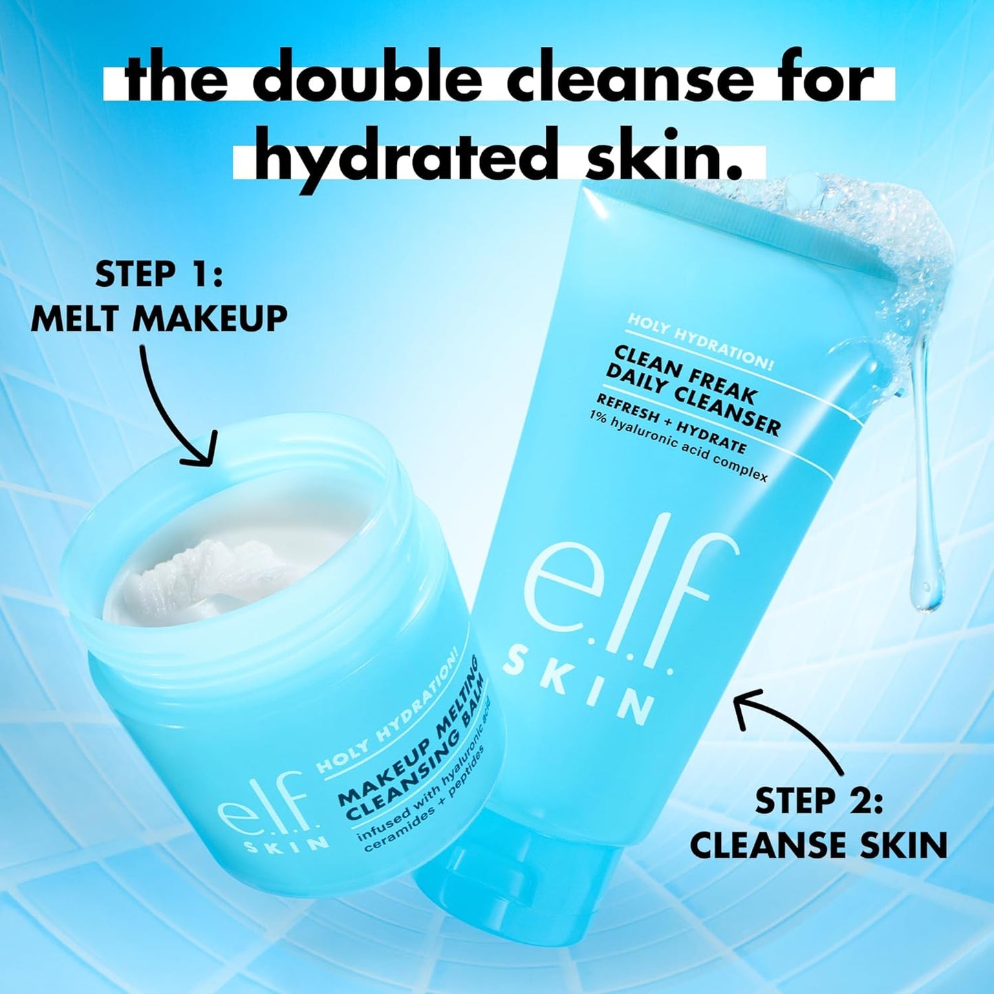 e.l.f. SKIN Holy Hydration! Cleanser – Thoughtful Birthday Gift for Her, Vegan Hyaluronic Acid Daily Face Wash
