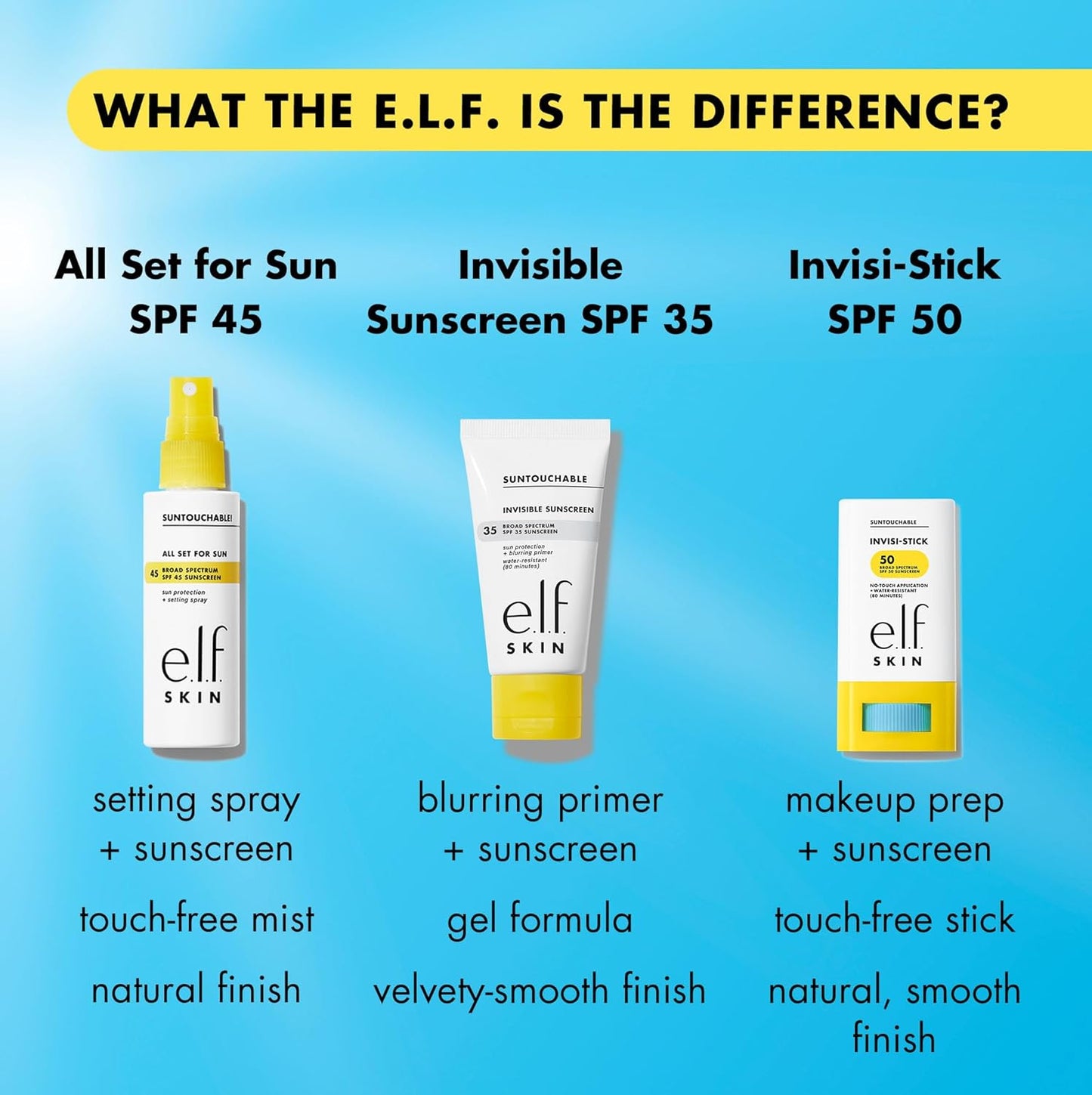 e.l.f. SKIN Suntouchable Invisi-Stick SPF 50 – Streamlined Vanity SPF, Clutter-Free Solid Stick for Capsule Routines