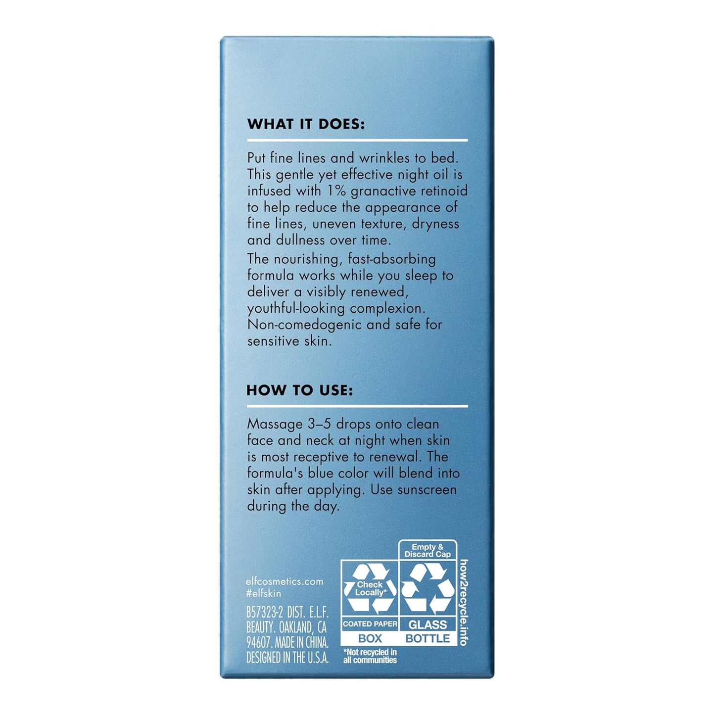 e.l.f. SKIN Youth Boosting Blue-ty Sleep Night Oil – Clean, Fragrance-Free Night Step for a Minimal Vanity