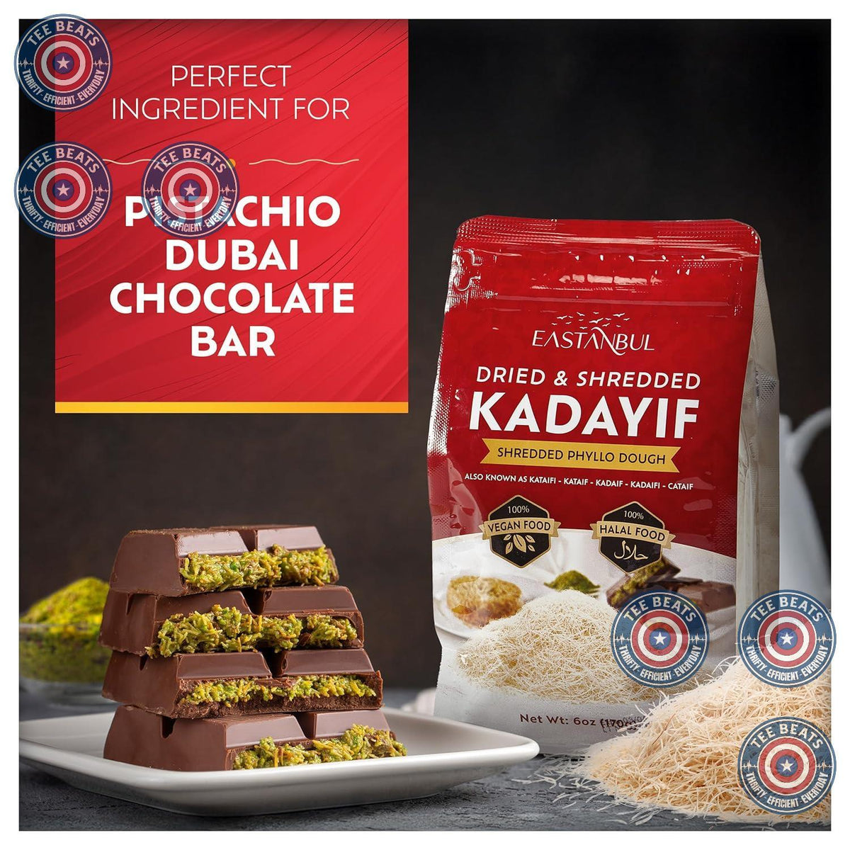 Eastanbul Chopped Kataifi Dough – Efficient Bulk Ingredient for Vendor and Bakery Prep, Authentic Turkish Kunafa Dough for Resale Treats, 170g
