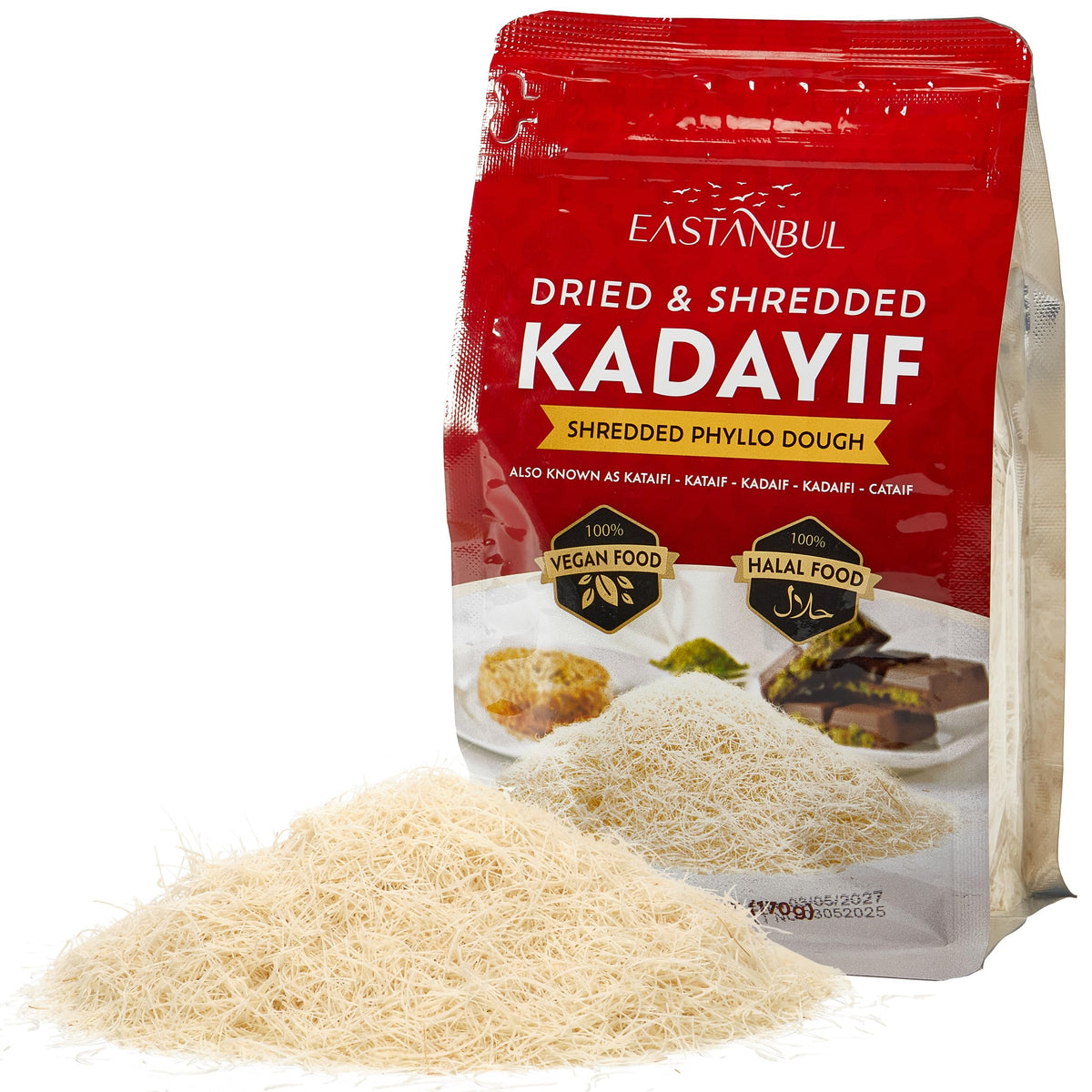 Eastanbul Dried & Chopped Kataifi Shredded Fillo Dough, Kurutulmus Kadayif Pastry Dough, Ingredient for The Viral Dubai Pistachio Chocolate Bar, Shredded Phyllo, Kunafa, Knafeh, Katifi, 170g (6oz)