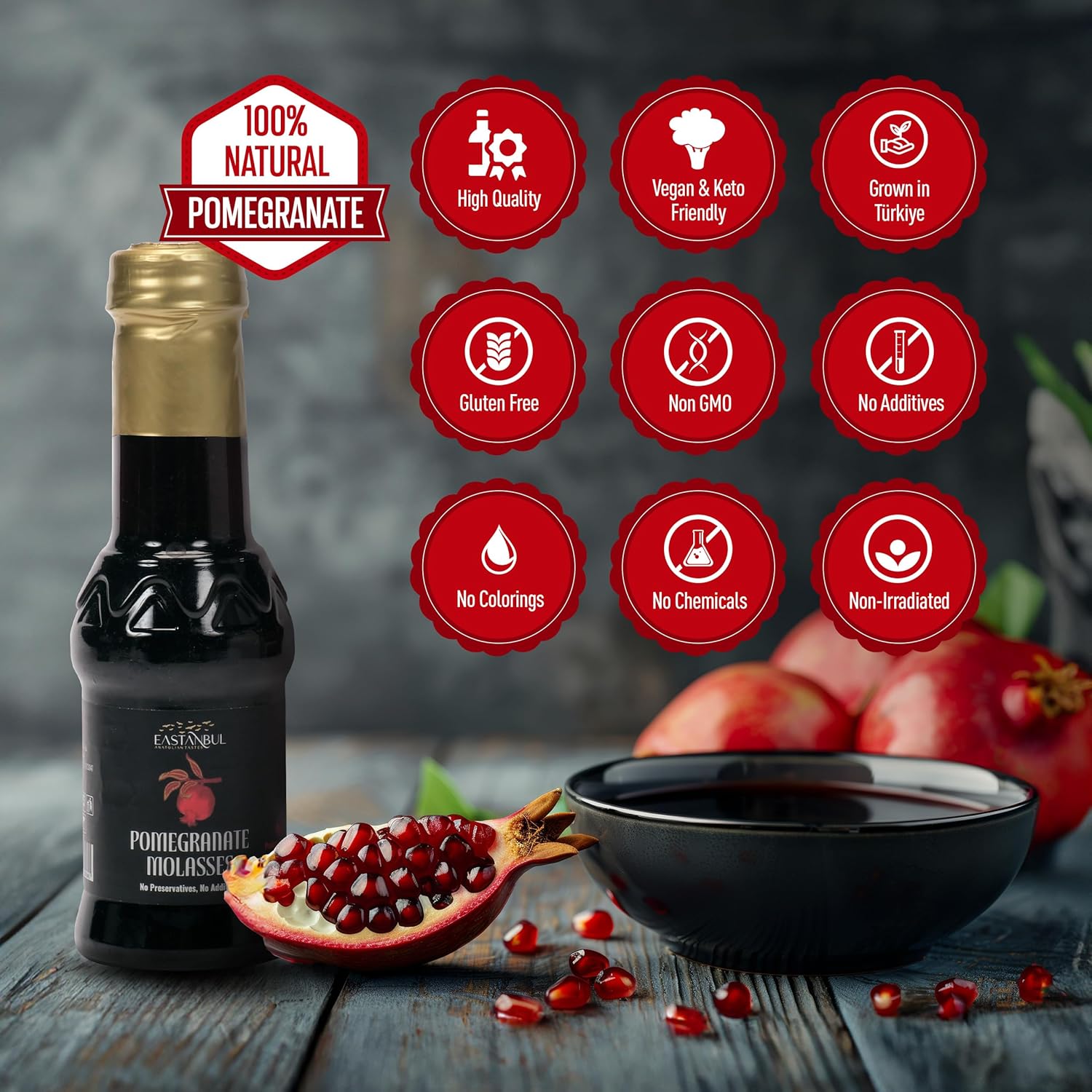 Eastanbul Pomegranate Molasses – Streamlined Natural Syrup for Intentional, Less-Is-More Cooking