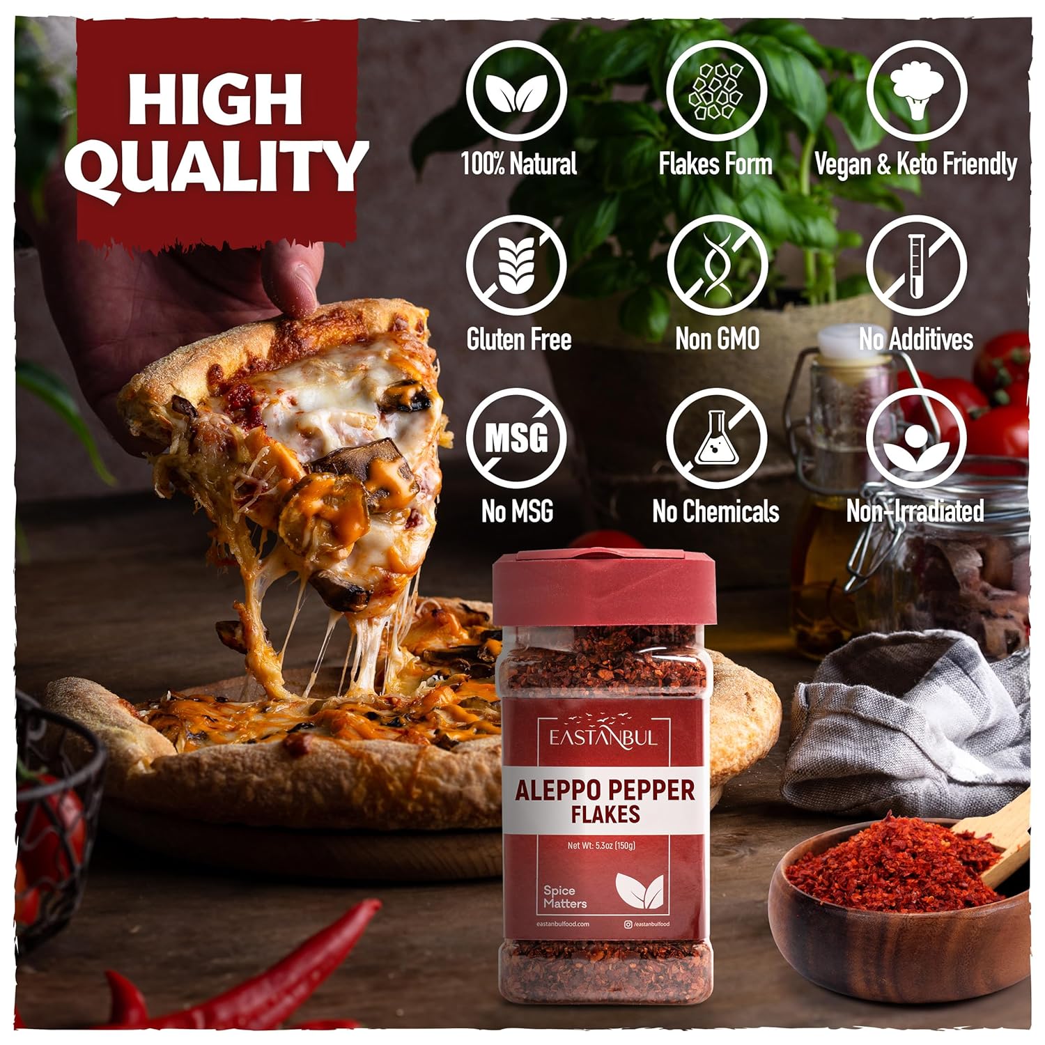 Eastanbul Pul Biber Crushed Chili – Patio Cooking Essential for Burgers, Kebabs, and Grilled Fish