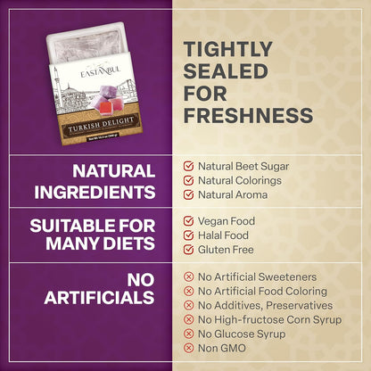 Eastanbul Turkish Delight Candy – Exotic International Dessert for Elevated After Dinner Service
