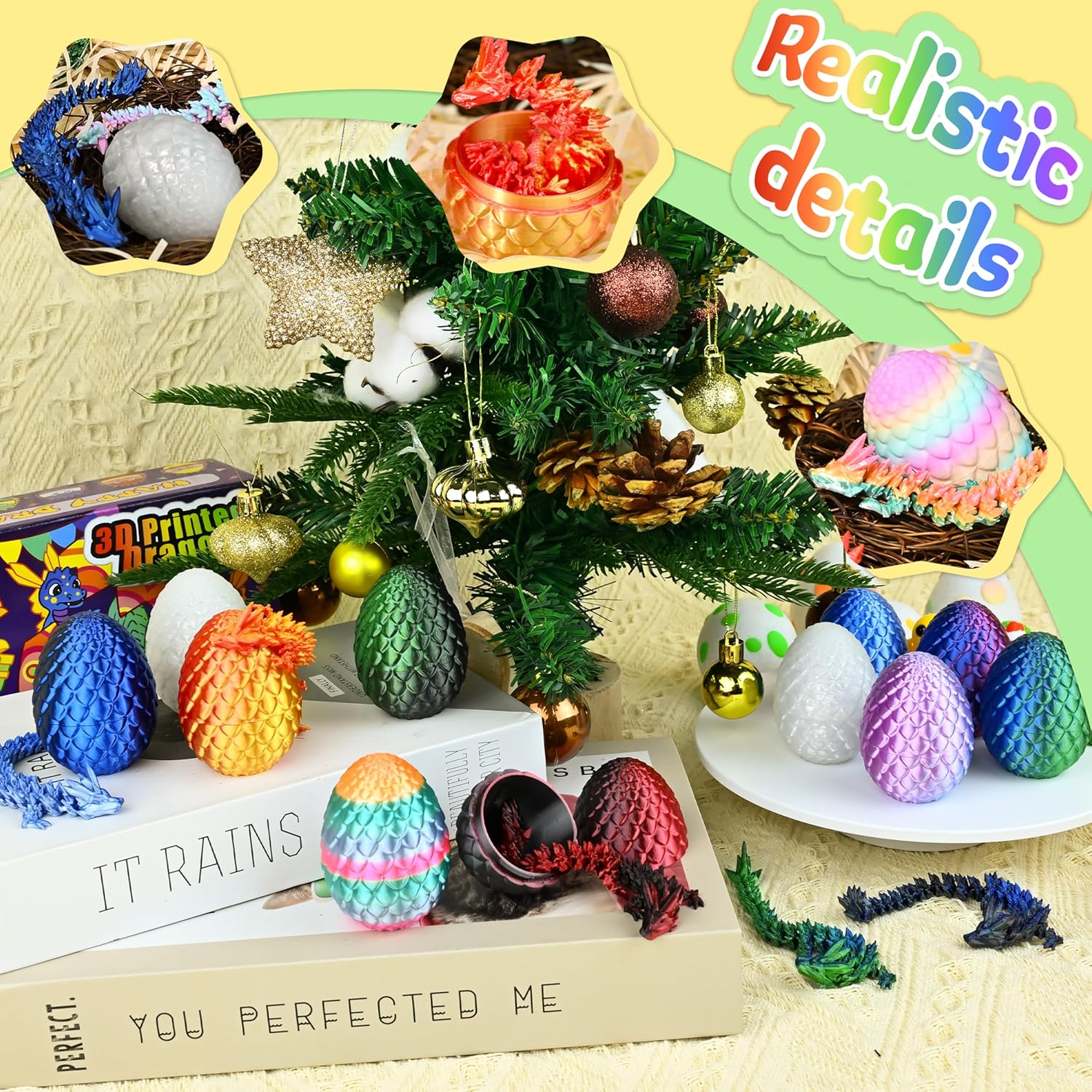 Easter Egg Hunt Dragon Eggs – 12pc Outdoor-Friendly 3D Printed Surprise Eggs, Durable PLA Toys for Backyard, Park and Patio Egg Hunts