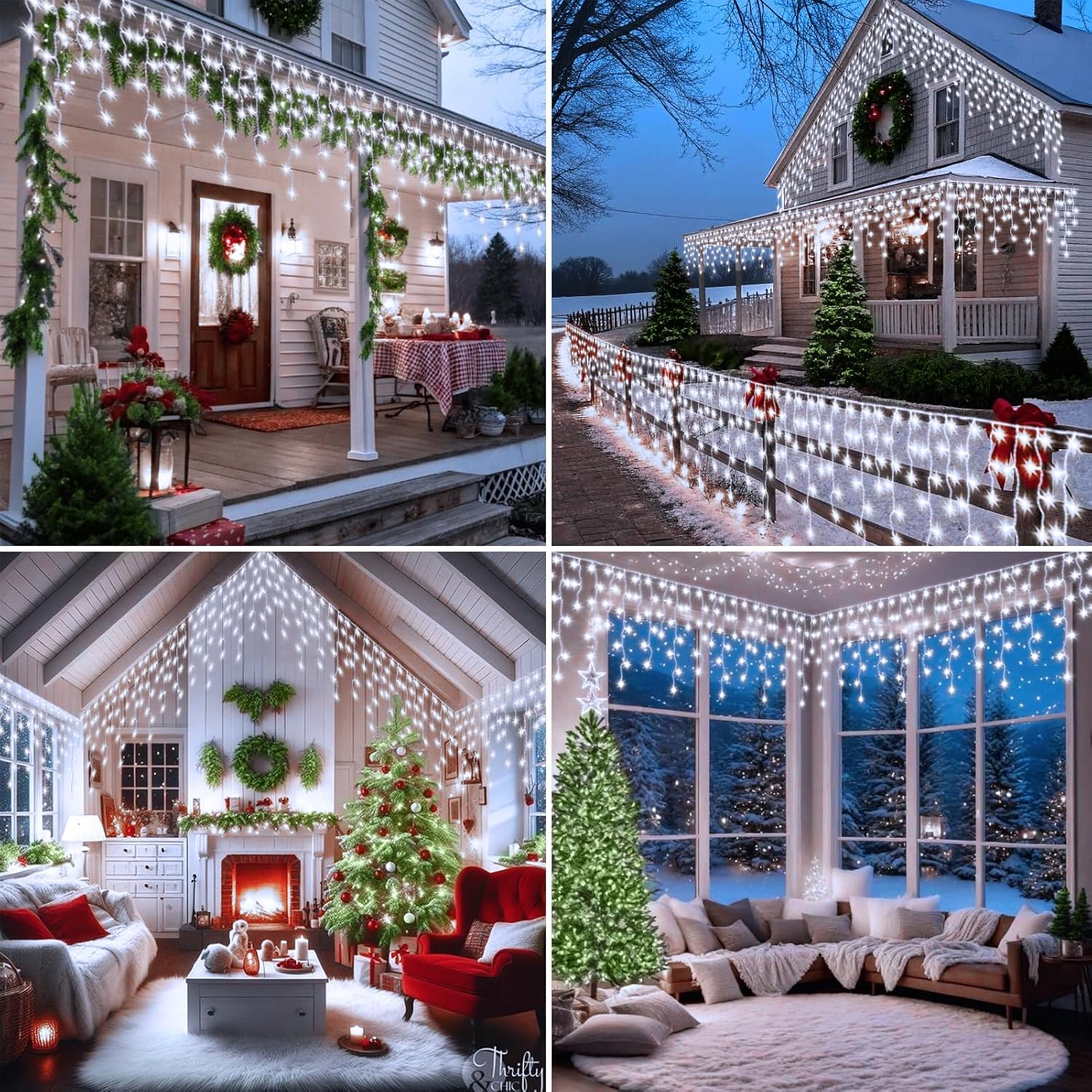 echosari Icicle Fairy Lights – Cozy Living Room Accent for Mantel Window and Indoor Staircase