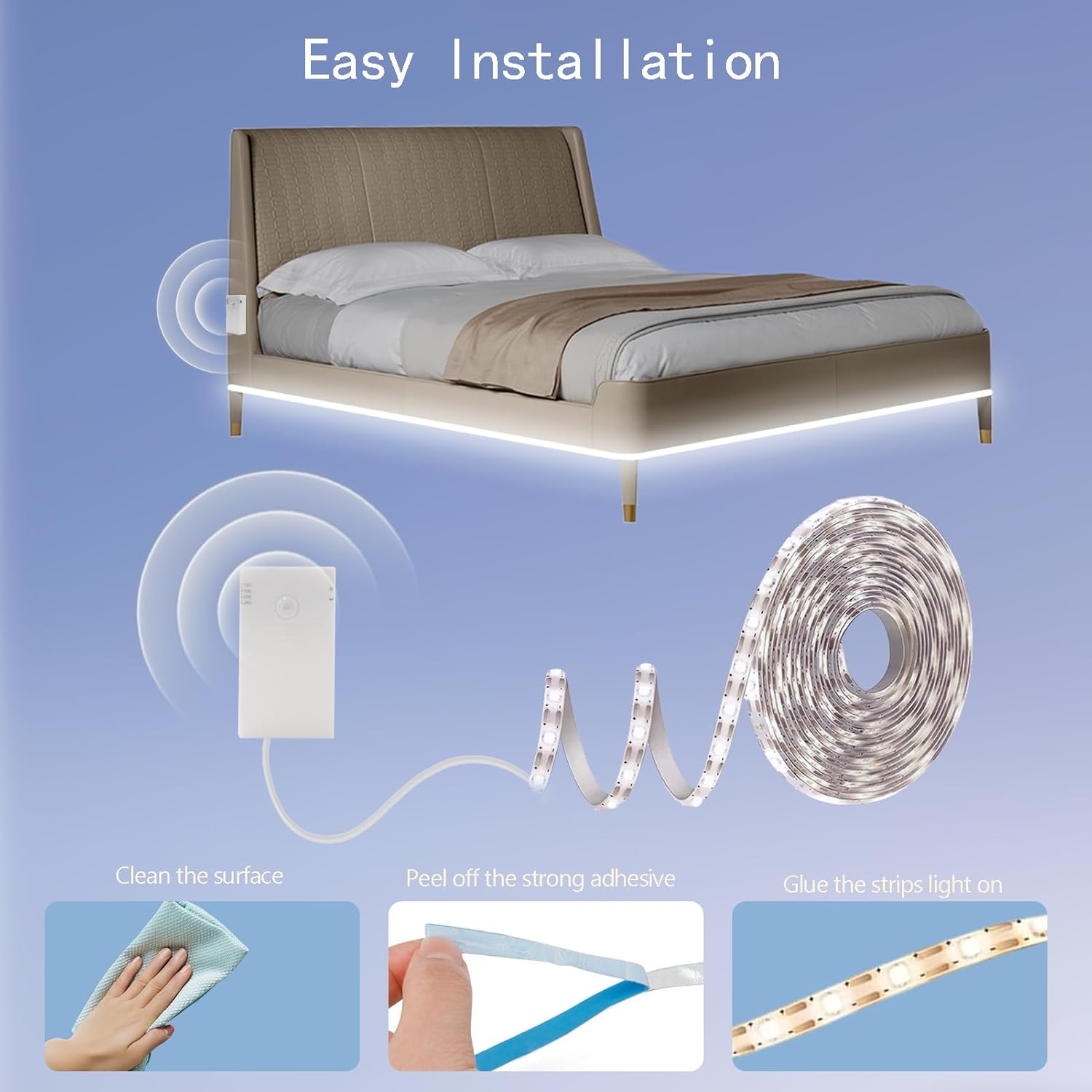 echosari Motion Sensor Strip Light — Child Safe Nightlight for Nursery, Playroom, and Kids Room Closet