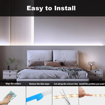 echosari Waterproof LED Strip Lights – Camping Tent and Bike Frame Lighting, Battery Operated 9.8ft 2-Pack Cool White