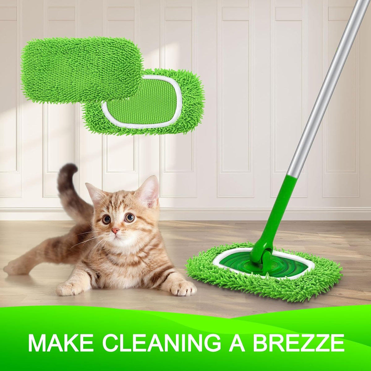 EcoHaven Reusable Microfiber Mop Pads – No Chemical Residue Hardwood Care for Sensitive Homes