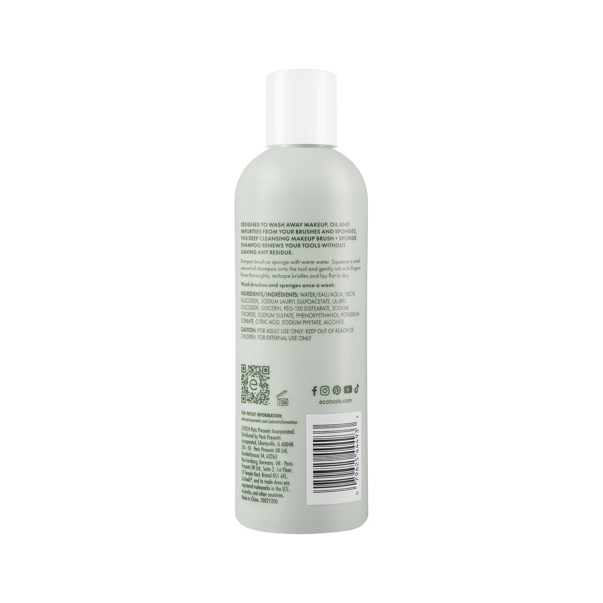 EcoTools Makeup Brush Cleanser + Sponge Shampoo – Mother's Day Self-Care Gift, Sensitive-Skin Safe Wash