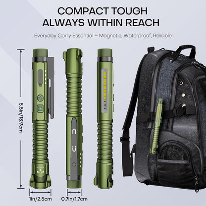 EDC Flashlight Rechargeable – 11-Mode Magnetic LED Work Light for Mechanics and Low Voltage Technicians