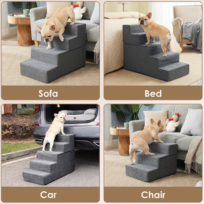 EHEYCIGA Dog Stairs for Bed 18" – Foldable Foam Pet Steps That Disappear Into Any Room
