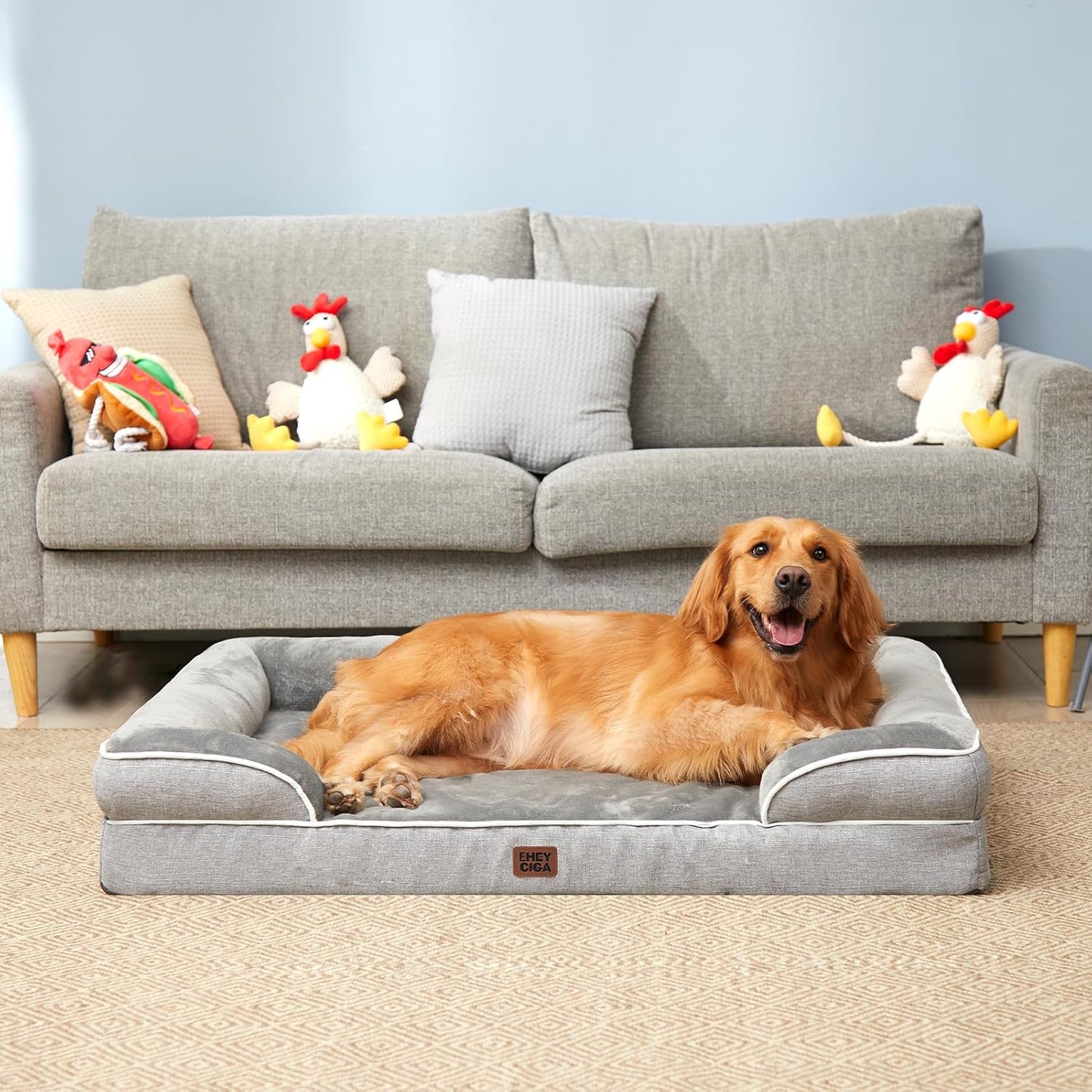 EHEYCIGA Waterproof Dog Bed with Inner Liner – Accident-Proof Orthopedic Couch for Incontinent Senior Pets