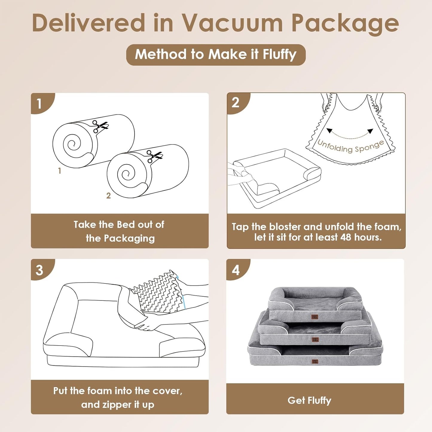 EHEYCIGA Waterproof Dog Bed with Inner Liner – Accident-Proof Orthopedic Couch for Incontinent Senior Pets