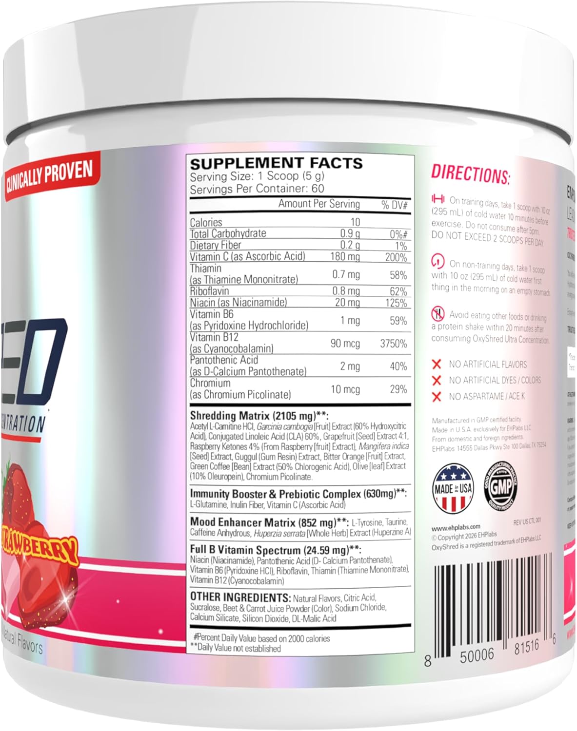 EHP Labs OxyShred Pre Workout Powder – Portable Pre Workout for Beach Workouts and Trail Sessions, 14 Flavors